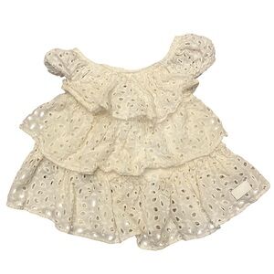 Cream Eyelet Ruffle Dress 7 For All Mankind white Dress 18 months Girls Toddler
